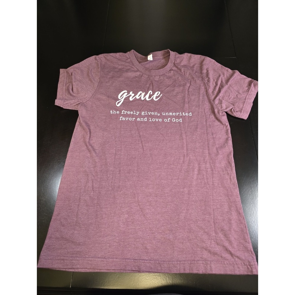 Grace Christian T-Shirt Bella Canvas Maroon Heather Short Sleeve Women's Size S